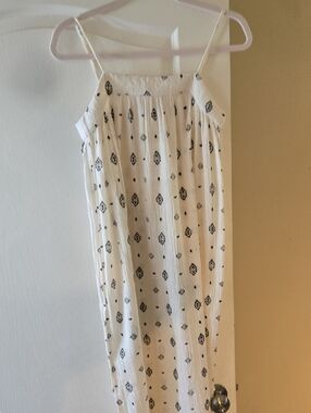 H&M White Maxi Dress with Black Diamond Print